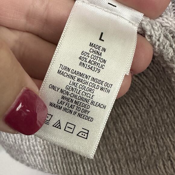 Aeropostale V Neck Sweater L Grey Cropped Long Sleeve Chunky Knit Womens NEW - Picture 6 of 10